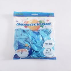 GLOBO PARA FIESTA N° 9 COLOR AZUL BEBE PAQ C/50 PIEZAS